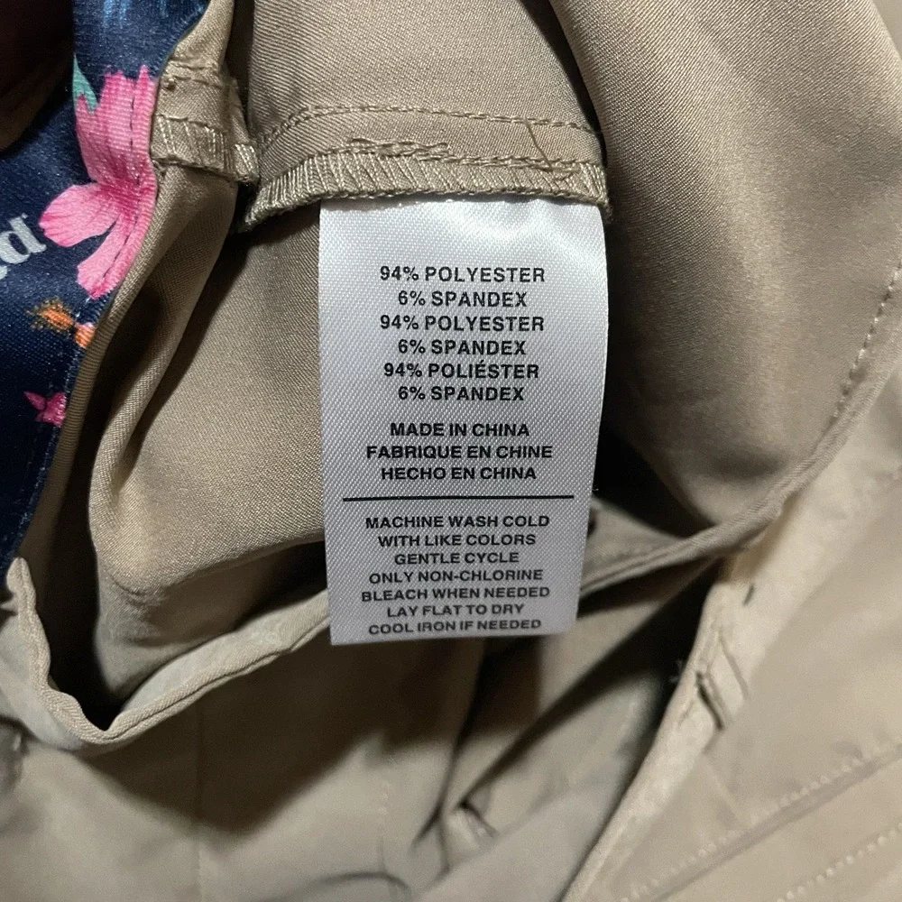 Birdie Bound Pants Mens 40 X 30 Beige Tan Golf Active Fit Stretch Zip Pocket